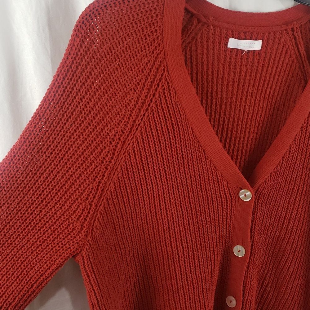 LC Lauren Conrad XXL Burnt Orange Button Up Cardigan - Picture 5 of 10